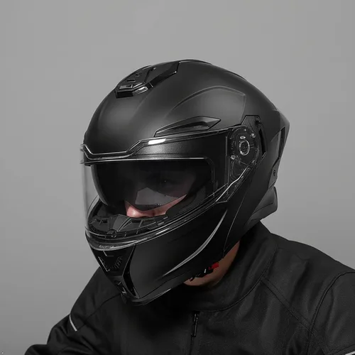 Miniatura 7 de Casco modular de motocicleta Bluetooth con viseras duales, aprobado por DOT, con protector solar incorporado, forro extraíble y lavable
