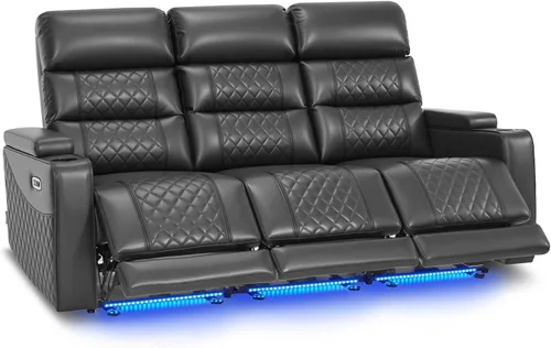 Miniatura 26 de MCombo Sofá Loveseat Eléctrico de 3 Asientos de 76.7'' para Adultos, Asiento de Cine en Casa con Reposacabezas Eléctrico, Certificado FSC, Puertos