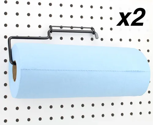 Miniatura 7 de RightArrange Soporte para toallas de papel con tablero de clavijas de una mano - Acero, negro - Ganchos para cualquier tablero de clavijas