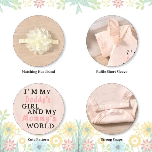 Miniatura 2 de fioukiay Conjunto de ropa para bebé recién nacida, conjunto de pantalones cortos, conjunto floral de verano