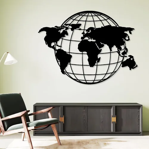 Miniatura 2 de Arte de pared de mapa del mundo metálico, mapa global del mundo, continentes de mapa del mundo de metal, arte de pared de tierra, arte de pared