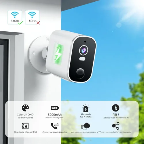 Miniatura 2 de Cámaras de seguridad inalámbricas para exteriores 2K: Cámara WiFi alimentada por batería con detección de movimiento AI para el hogar - Visión