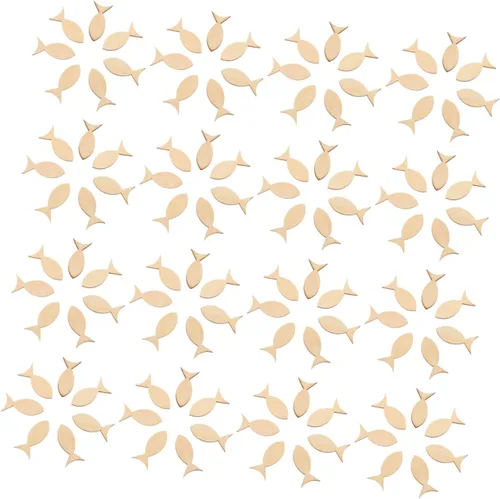 EXCEART Recortes de pescado únicos para decoración de rebanadas de madera, chips de grafiti, 100 piezas de manualidades para niños y niñas y adultos