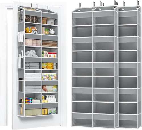 Miniatura 13 de PureSpace Organizador de 5 niveles sobre la puerta, 10 bolsillos laterales de malla y ventanas transparentes, almacenamiento colgante resistente