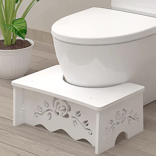 Fanwer Taburete de inodoro en cuclillas, taburete para baño, compuesto de madera y plástico, 7 pulgadas, adultos y ancianos