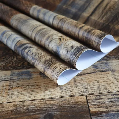 Miniatura 3 de Hopeak - Papel pintado de madera sintética, adhesivo para despegar y pegar, vinilo decorativo, extraíble e impermeable, 17.5 x 511.8 pulgadas