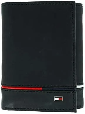 Miniatura 5 de Tommy Hilfiger Billetera de cuero Leif RFID triple con doble identificación, color negro