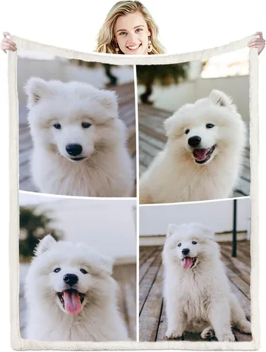 Miniatura 10 de Manta personalizable, cálida y suave con imagen, manta de forro polar Sherpa personalizada para mascotas, familiares, amigos, cumpleaños, bodas, 1 1