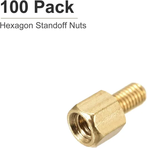Miniatura 6 de DTGN M3x4x4mm (DxHLxML) - Separador hexagonal de latón -100Pack- Bueno para máquinas electrónicas - Tuercas de tornillo espaciadoras macho a hembra