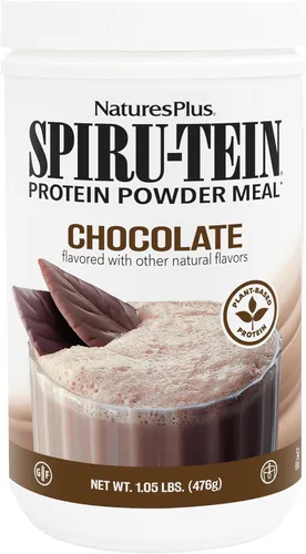 NaturesPlus SPIRU-TEIN, Chocolate - Batido de proteínas a base de plantas de 1.05 libras, sin OMG, vegetariano, sin gluten, 17 porciones en total