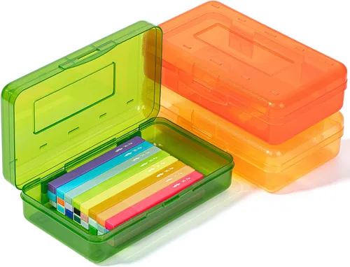 Miniatura 10 de Mr. Pen - Cajas de lápices transparentes, paquete de 6, 7.9 x 4.5 x 2.4 pulgadas, azul transparente, tapa hermética, organizador de cajas de lápices