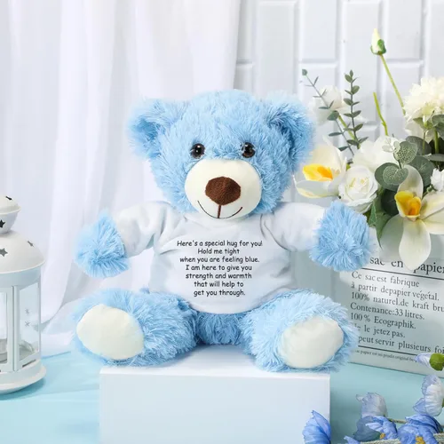 Miniatura 4 de Lenwen Un regalo de abrazo de oso para mujeres, pésame pronto, condolencias para mujeres, peluche de animal de peluche, abrazo pensando en ti, Azul