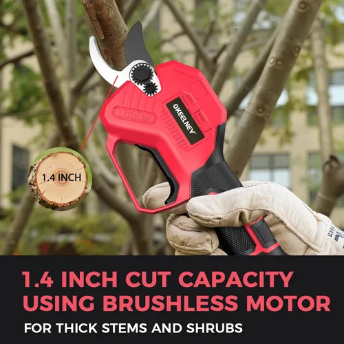 Miniatura 5 de Tijeras de podar eléctricas para batería Milwaukee M18, podadora inalámbrica sin escobillas con capacidad de corte de 1.4 pulgadas para podar