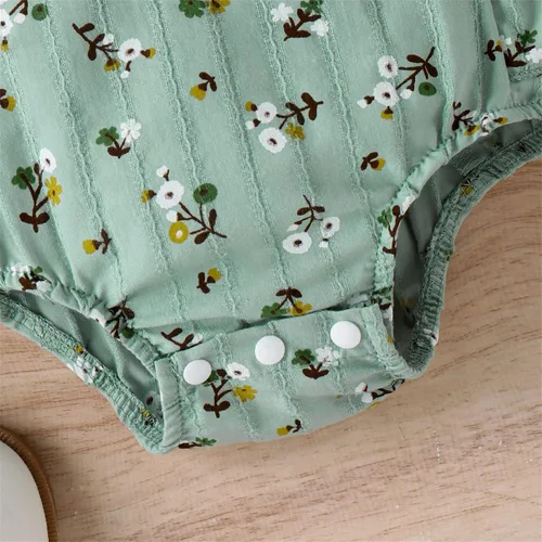 Miniatura 4 de PATPAT Conjunto de 2 piezas de ropa para bebé recién nacido, tela crepé con estampado de margaritas, 100% algodón