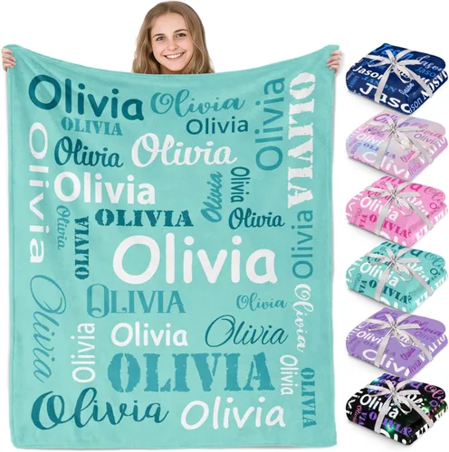 Miniatura 12 de Gudina Mantas y mantas personalizadas con nombre personalizado con nombre, manta de franela personalizada, regalos para niños, niñas, niños y bebés