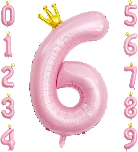 Miniatura 11 de Globo rosa con corona de 40 pulgadas con número 0, globo grande unido de papel de aluminio rosa claro Mylar con dígito de helio 0 para decoración