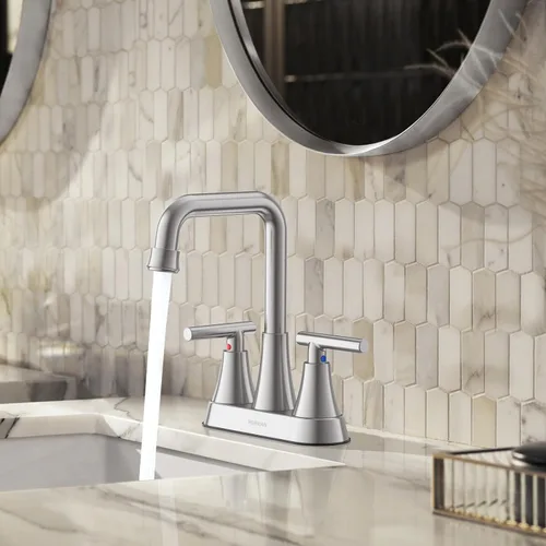 Miniatura 7 de Grifo para Lavabo de Baño, Hurran Grifos de Baño de Níquel Cepillado de 4 Pulgadas para Lavabo de 3 Agujeros con Desagüe Pop-up y Líneas