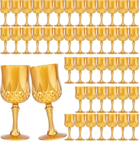 Miniatura 16 de JLYLOL Copas de Vino Vintage de Plástico 7OZ Copas de Plástico Vintage Vasos para Beber 24PCS Cristalería Retro para Bodas Copas de Agua Negro