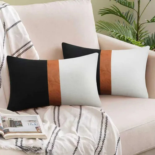Miniatura 12 de JASEN Fundas de almohada negras de 12 x 20 pulgadas, fundas de almohada decorativas estilo bohemio lumbar para sofá o cama