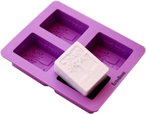 Miniatura 2 de Echodo - Molde rectangular de silicona para jabón de 4 cavidades, molde de silicona hecho a mano para velas de jabón