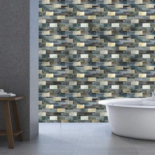 Miniatura 2 de Azulejo metálico de PVC para despegar y pegar, 10 hojas, adhesivo de pared de grano de madera autoadhesivo, fácil de pegar en paredes de cocina
