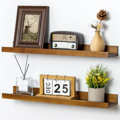 Miniatura 59 de FLYJOE Estante de repisa de fotos para pared, 24 pulgadas de madera de fresno maciza, estantes para libros de guardería, estantes flotantes