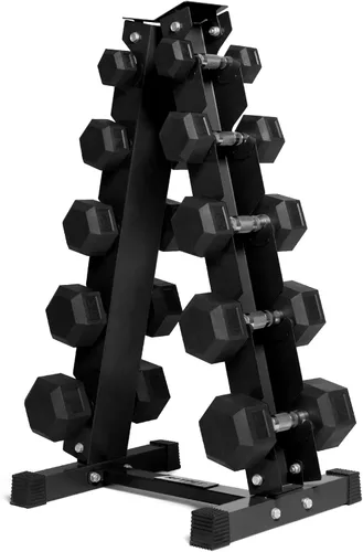 Miniatura 13 de RitFit Juego de mancuernas hexagonales revestidas de PVC de 5 a 650 libras con estante opcional para gimnasio en casa, peso de mano con mango
