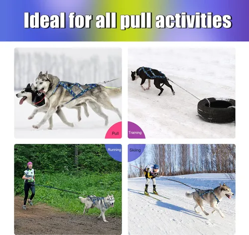 Miniatura 6 de PET ARTIST Arnés de tracción de peso para perro, entrenamiento de velocidad, arnés de trineo para perros medianos y grandes, azul, XL