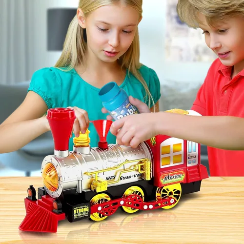 Miniatura 5 de ArtCreativity Máquina de burbujas de juguete de tren de Navidad para niños, soplador de burbujas, tren de música de burbujas para niños con luces