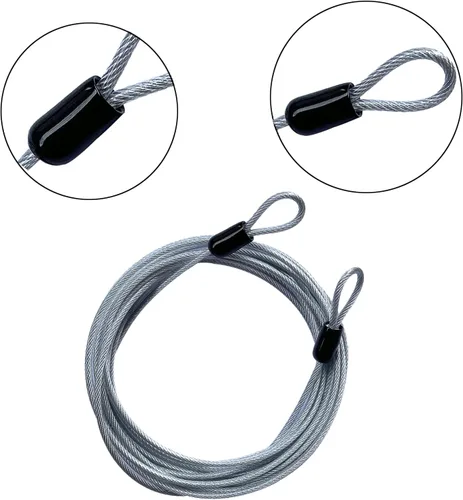 Miniatura 2 de GOMRQING 9.14m 3mm Cable de seguridad recubierto de acero trenzado para viajes al aire libre, cerradura de equipaje de seguridad, cable de alambre