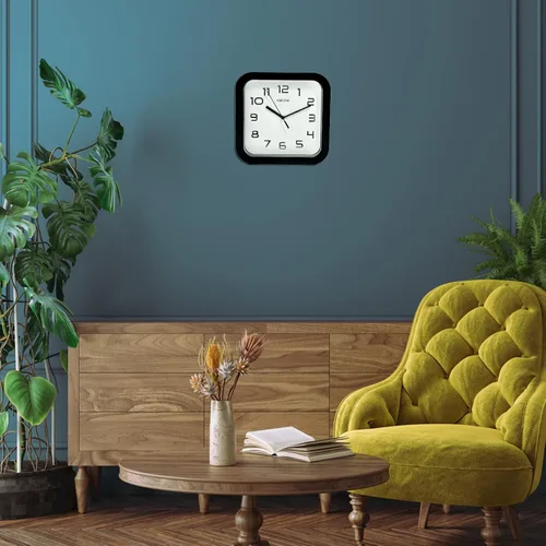 Miniatura 6 de Reloj cuadrado redondo, moderno, retro, silencioso, funciona con pilas, números arábigos precisos, diseño decorativo para el hogar, sala de estar
