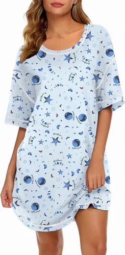 Miniatura 10 de Ekouaer Camisones para Mujeres Camisa de Dormir Suave de Manga Corta Camisa de Noche de Talla Grande Ropa de Dormir Cómoda Vestido de Dormir