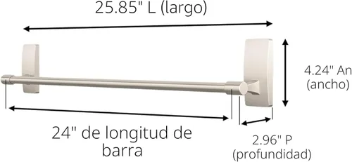 Miniatura 2 de Toallero de baño Command de níquel satinado con tiras adhesivas resistentes al agua, organizador de baño, barra de 61 cm de longitud que sostiene