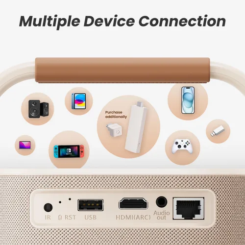Miniatura 9 de [Sonido de JBL y batería integrada] Proyector para exteriores Yaber T2 con WiFi 6 y Bluetooth, proyector portátil de película inteligente Native