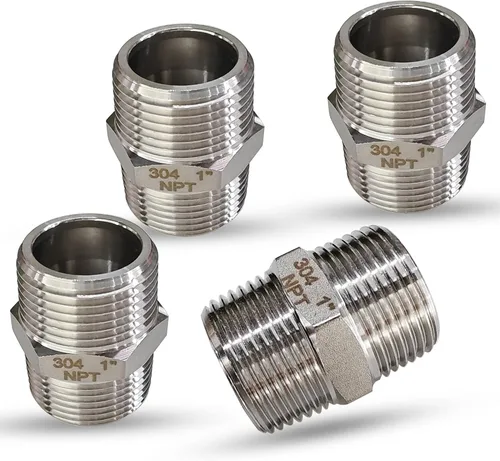 Miniatura 13 de 1" Tetina macho hexagonal, accesorios de tubería de acero inoxidable 304, adaptador de tubería roscada NPT de 1 pulgada, conectores de tetinas