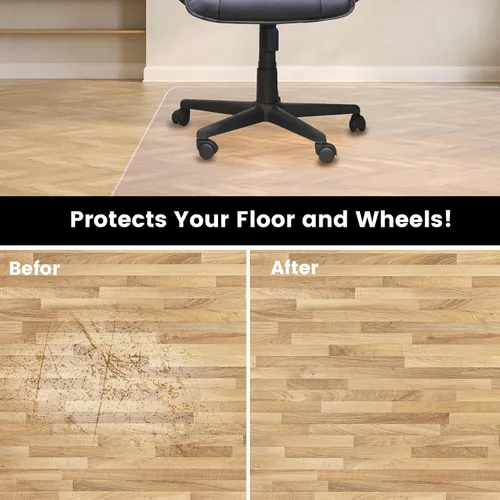 Miniatura 5 de Alfombrilla para silla de oficina para suelo de madera dura: 63" x 51" alfombrilla de suelo extra grande para silla con ruedas y escritorio de Limpio
