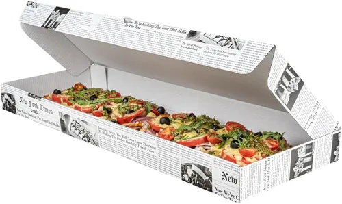 Miniatura 22 de Restaurantware Caja de pizza pequeña de 50 unidades, 14 x 7 x 1.5 pulgadas, caja rectangular para llevar papel corrugado para alimentos calientes
