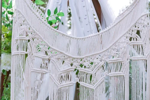 Miniatura 9 de Cortinas bohemias de macramé, cortina de macramé para colgar en la pared, cortina con cuentas decoración