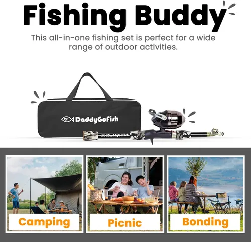 Miniatura 6 de DaddyGoFish Kids Fishing Pole - Rod Reel Combo Tackle Box Starter Set - First Year Small Dock Gear Kit for Boys Girls Toddler Youth Age Beginner