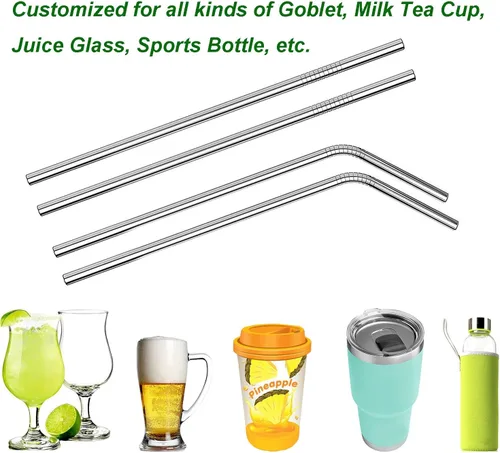 Miniatura 4 de VEHHE Popotes de metal de acero inoxidable Popotes para beber reutilizables - 10.5" Ultra largo 4 + 1 - Con cepillo de limpieza para vasos de 20/30