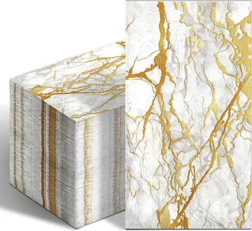 Miniatura 8 de Geyoga 200 Piezas Servilletas de Invitados de Mármol de 2 Capas Servilletas de Papel Desechables para Baño de Invitados Toallas de Mano Marmoleadas