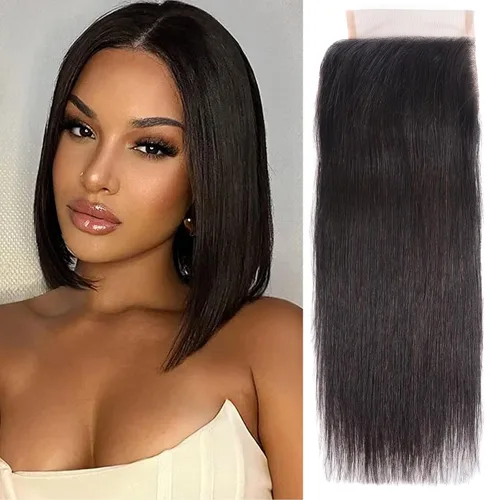 Miniatura 12 de Paquetes de cabello humano corto de 8 pulgadas 10A, pelo brasileño lacio virgen 100% cabello humano liso sin procesar, 4 paquetes 50g/Und