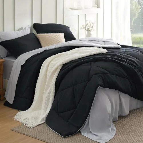 Miniatura 40 de Bedsure Juego de edredón tamaño King – Ropa de cama reversible de 7 piezas verde bosque, juego de cama tamaño King para todas las estaciones, cama