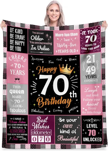 Miniatura 9 de Regalos de cumpleaños número 40 para mujeres, manta de forro polar única de feliz cumpleaños de 50 x 60 pulgadas, regalos divertidos de decoraciones