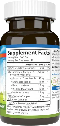 Miniatura 2 de Carlson - Tocomin SupraBio, Complejo de Tocotrienol de Espectro Complejo, Tocotrienoles sin OMG, Alfa, Beta, Gamma, Delta, 120 cápsulas blandas