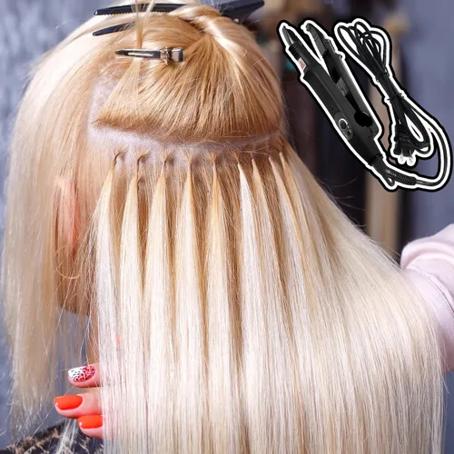 Miniatura 5 de Zhehao Herramienta de extensiones de cabello de fusión, extensiones de cabello profesionales con punta K, herramientas de enchufe de hierro térmico