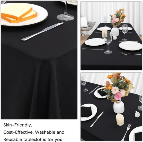 Miniatura 6 de Mantel rectangular de poliéster, manteles para mesas rectangulares de 6 pies, manteles de tela decorativa lavable para bodas, banquetes y campamento