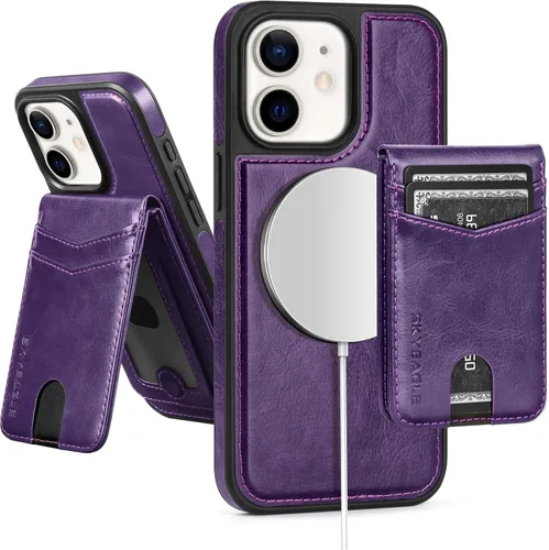 Miniatura 83 de SkyEagle Magsafe - Funda magnética 2 en 1 desmontable para iPhone 11 Pro Max con tarjetero, para mujeres y hombres, piel sintética con bloqueo RFID