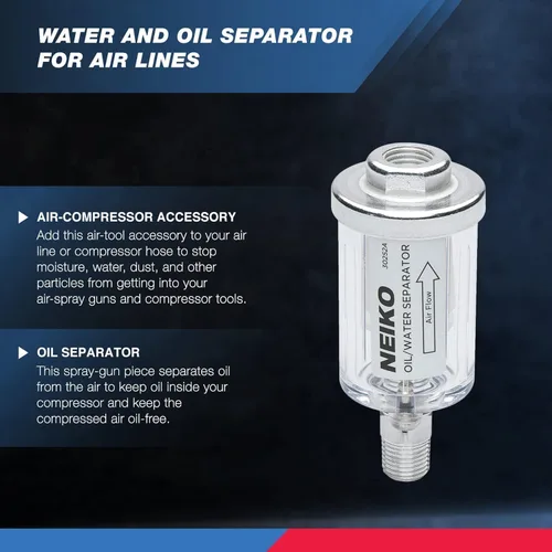 Miniatura 2 de Neiko Separador de agua y aceite en línea, 1/4" NPT