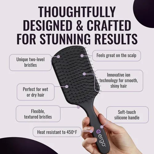 Miniatura 3 de ERGO Cepillo de Paleta Grande Super Suave para Secado al Soplo - Cepillos de Pelo para Mujeres con Cabello Grueso o Fino - Cepillo de Pelo Dual